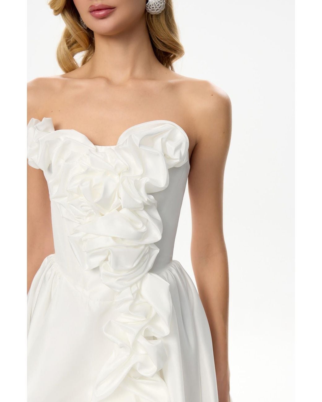 POST MERIDIEM White Mini Dress With Corset And Gathering