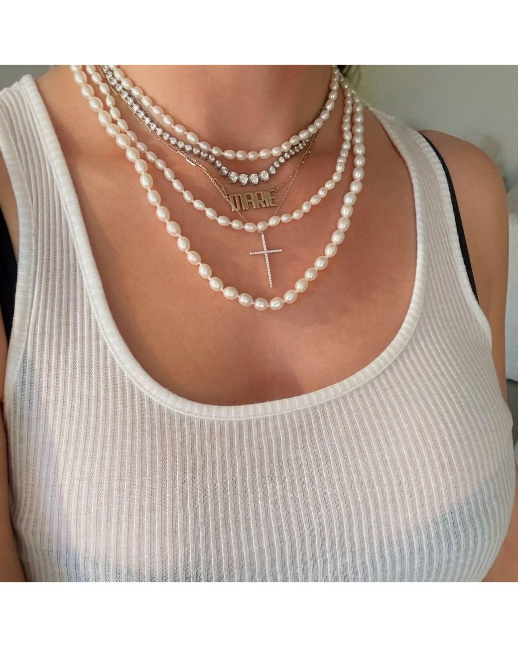 Leni James Metallic The Monaco Pearl Necklace