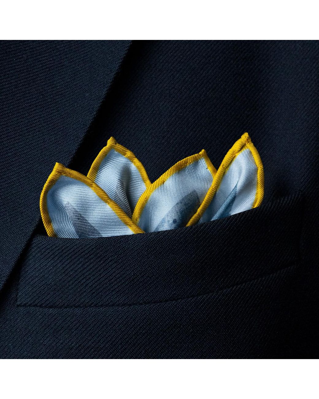 Otway & Orford Blue 'American Patrol' Fighter Aircraft Silk Pocket Square. Full-Size for men