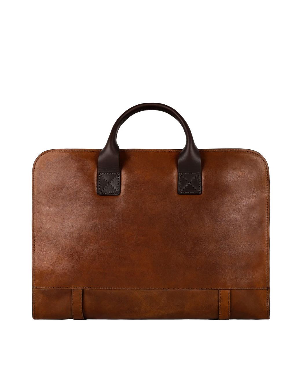 Time Resistance Brown Leather Briefcase Laptop Bag for men