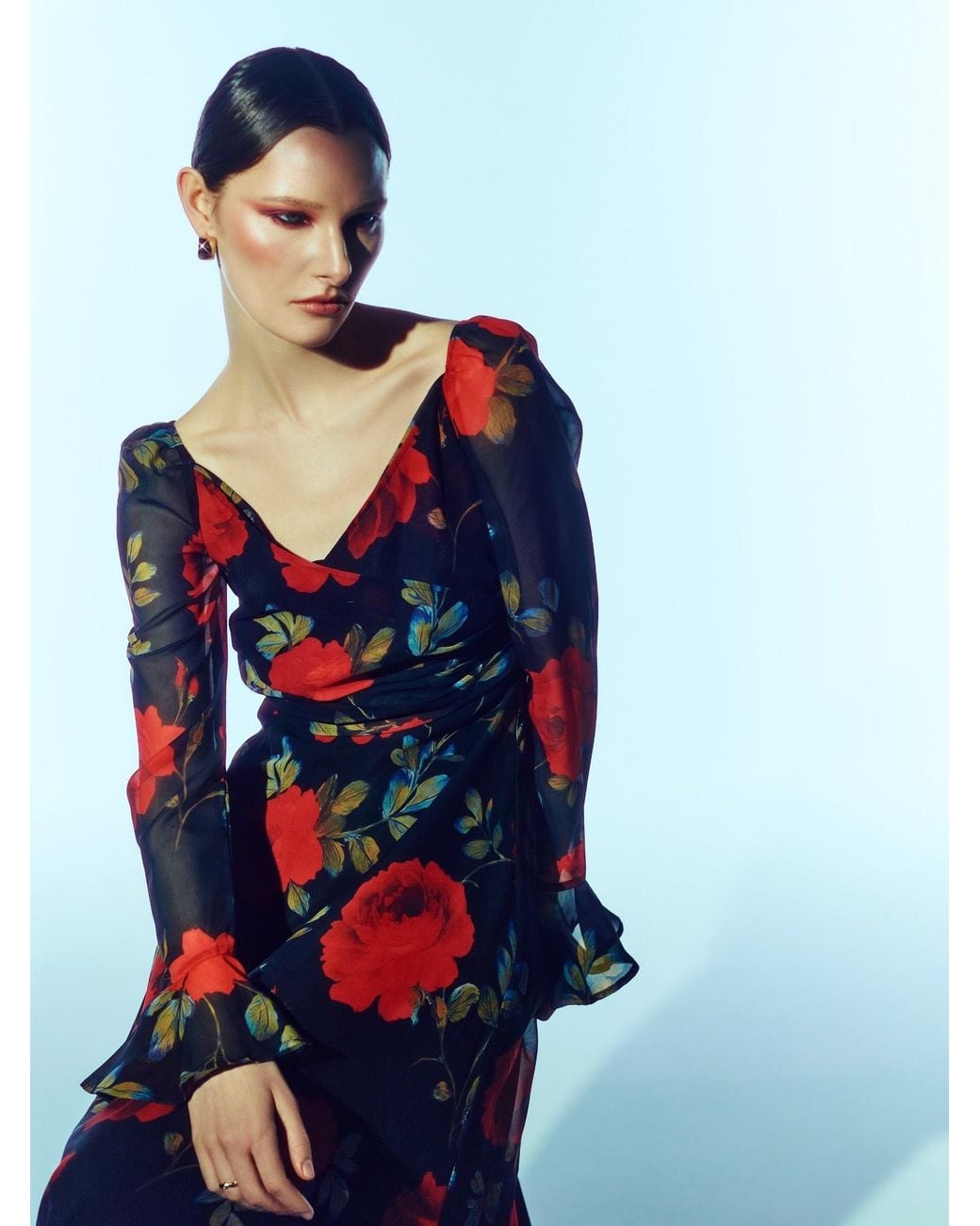 Sour Figs Red Floral Long-Sleeve Maxi Dress
