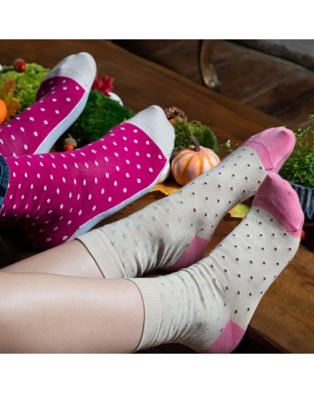 Peper Harow - Made in England Gray Neutrals Pin Dot Socks