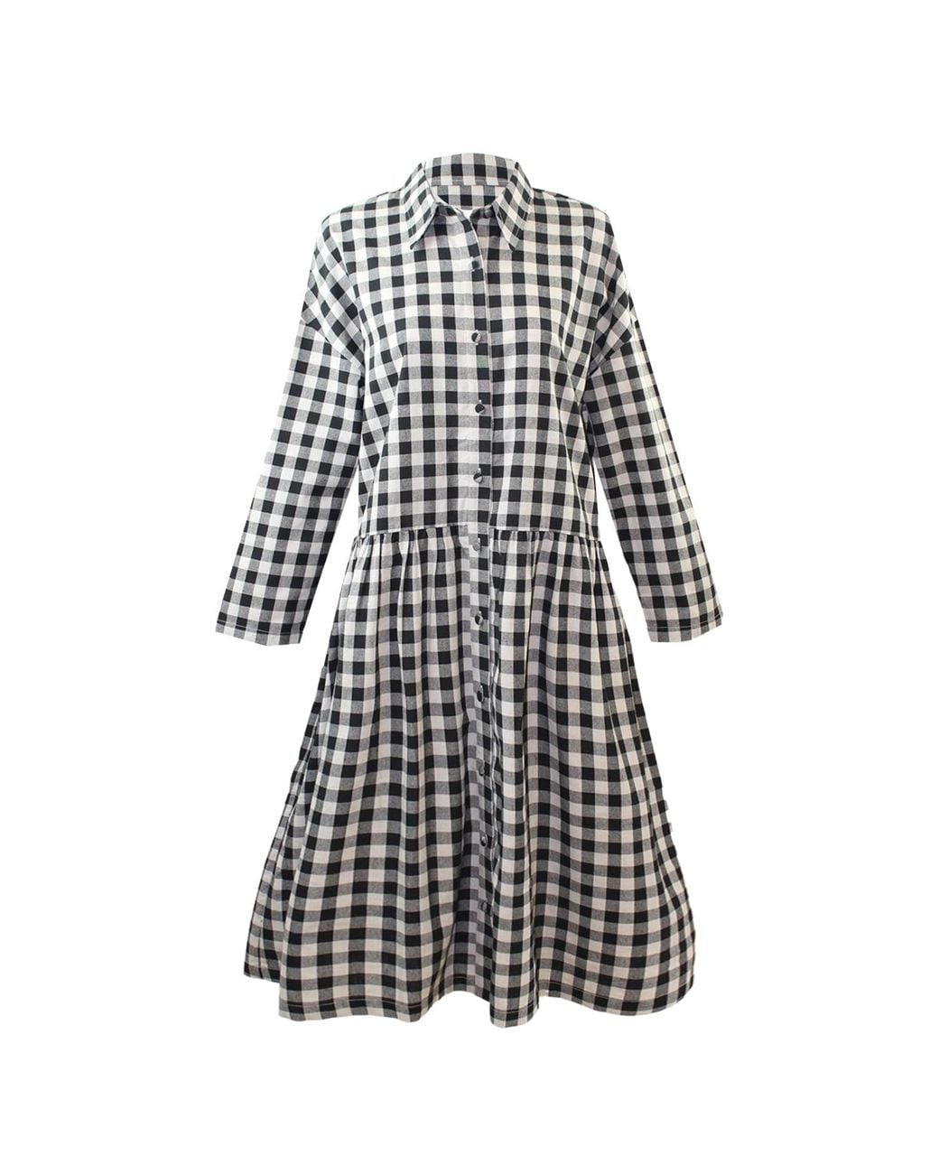 Zenzee Black Neutrals Cotton Linen Gingham Shirt Dress & Natural