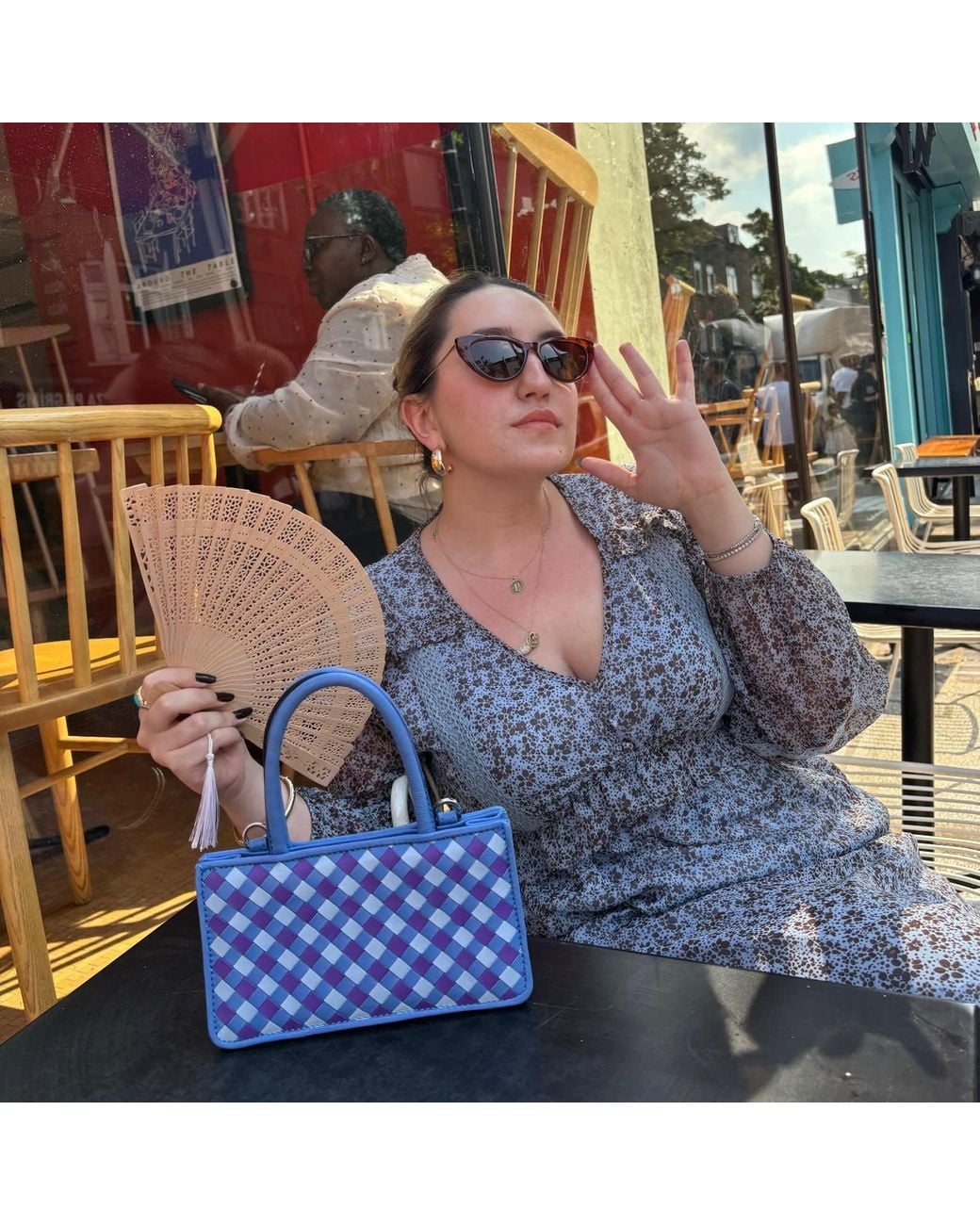 F3Rog by Rana Blue Lilac Woven Leather Crossbody Piraye Bag