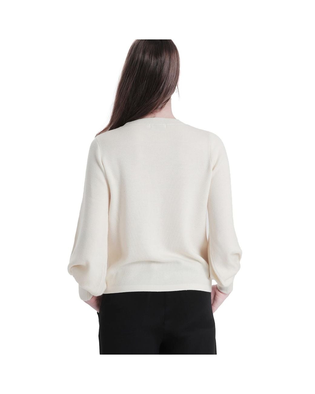 tirillm White Alison Merino Wool Sweater With Puffed Sleeves