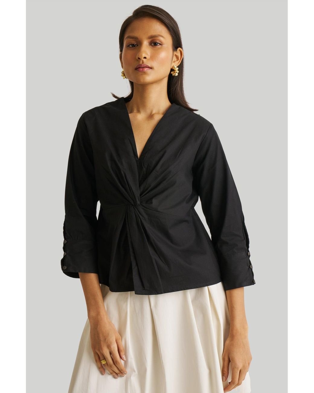REISTOR Blue Front Twist Cotton Top