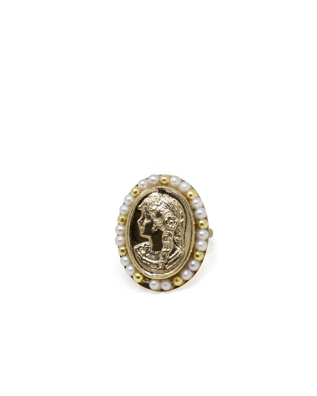 Vintouch Italy Metallic Fiammetta-Plated Pearl Ring
