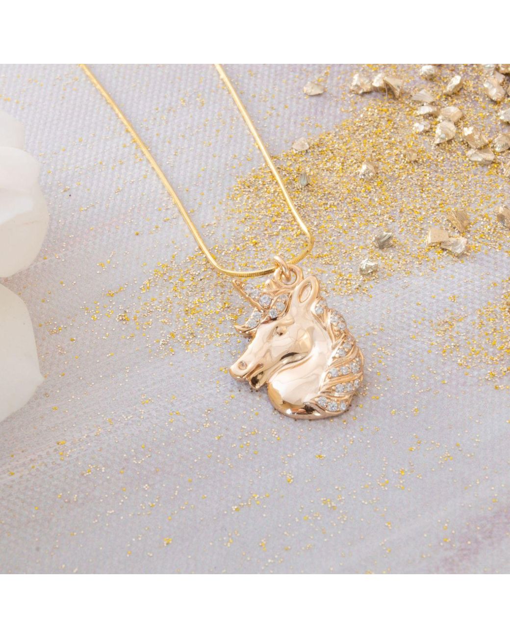 Seven Saints Metallic Mystical Unicorn Necklace, Over Sterling