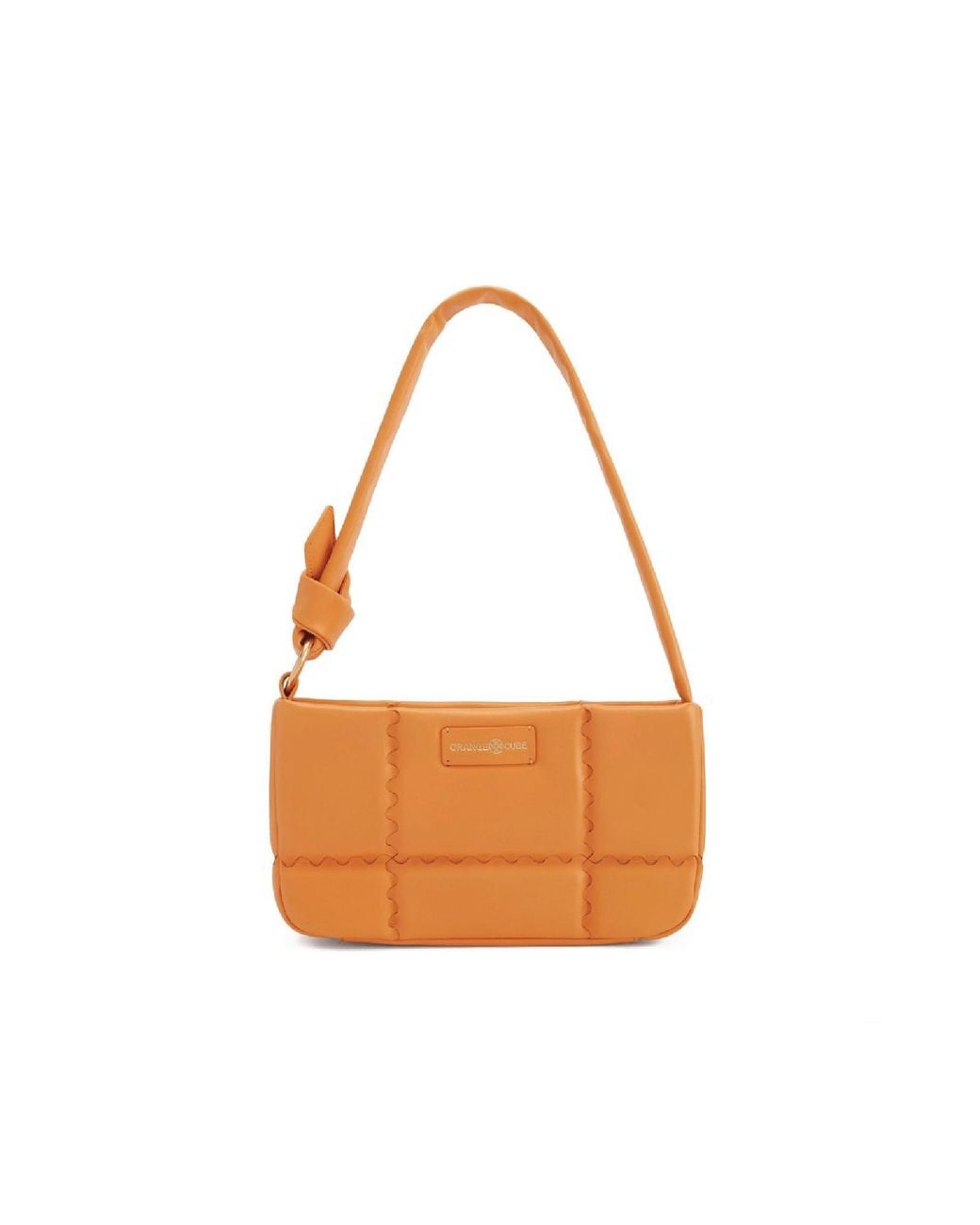 Orange Cube White Square Stitch Cushion Shoulder Bag