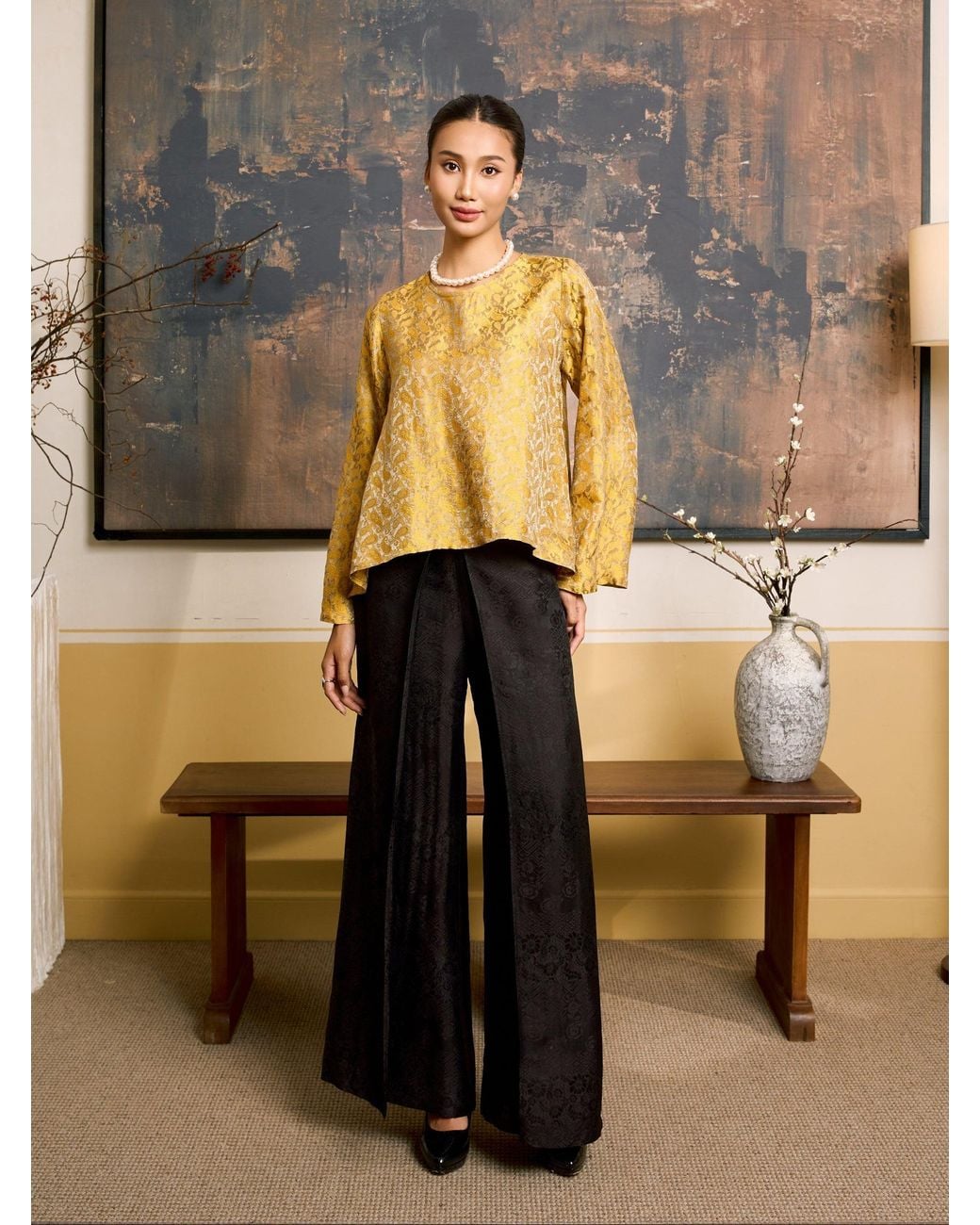 Silk and Bears Black Ophelia Wide Leg Palazzo Trouser