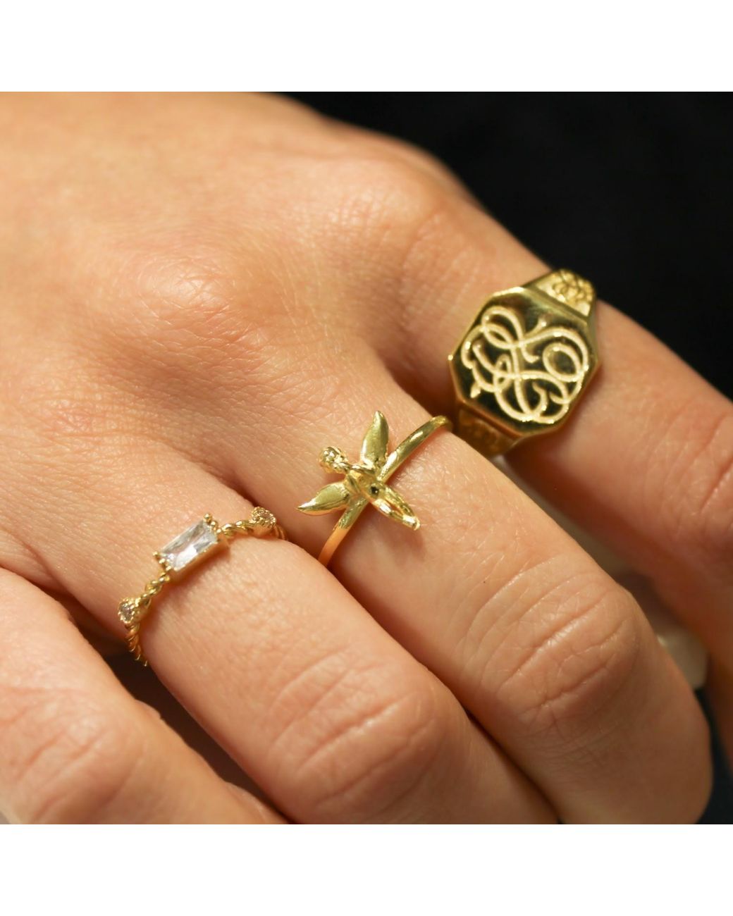 1610Istanbul Brown Art Nouveau Signet Ring
