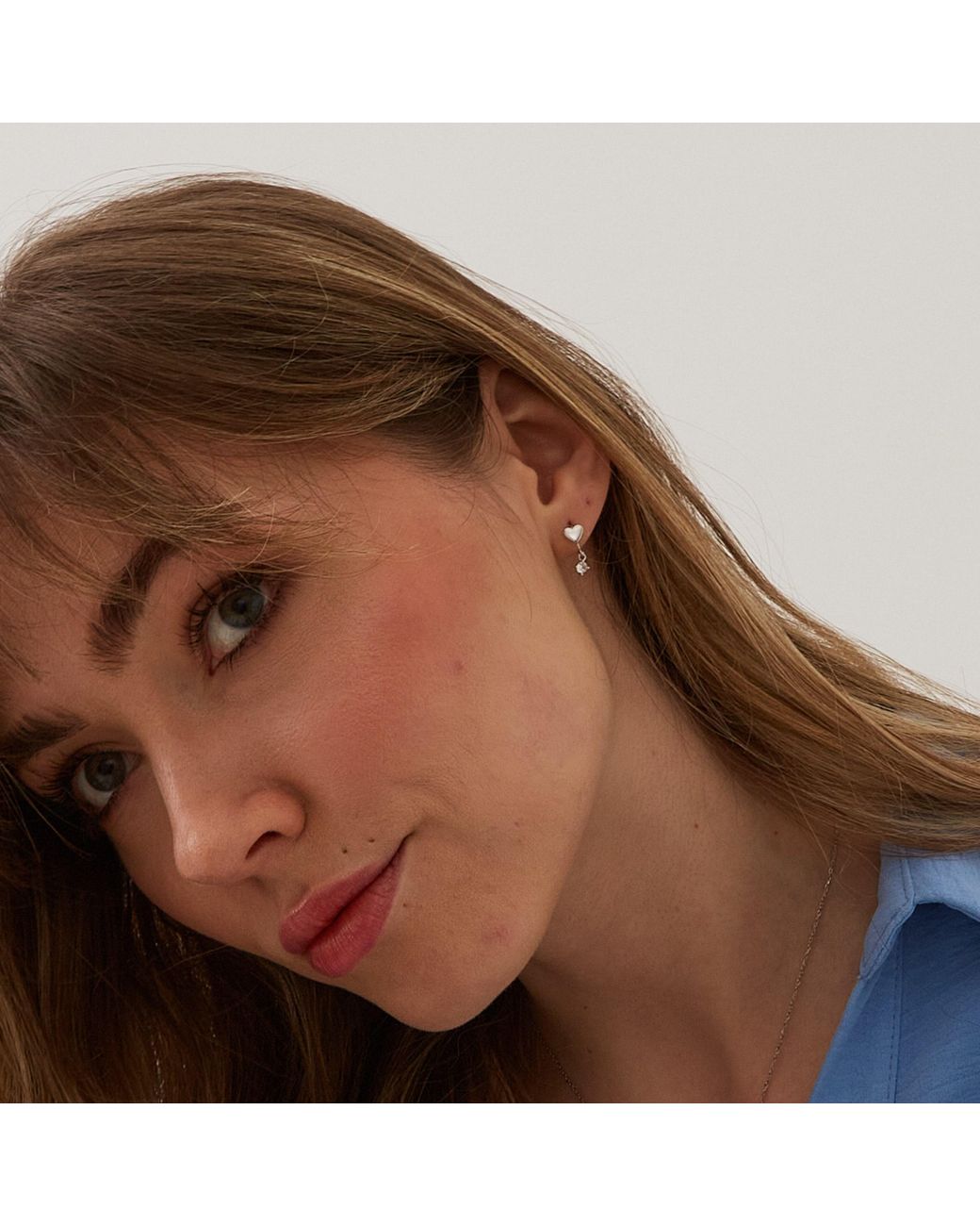 Spero London Metallic Heart Huggie Hoop Sterling Silver Drop Earring