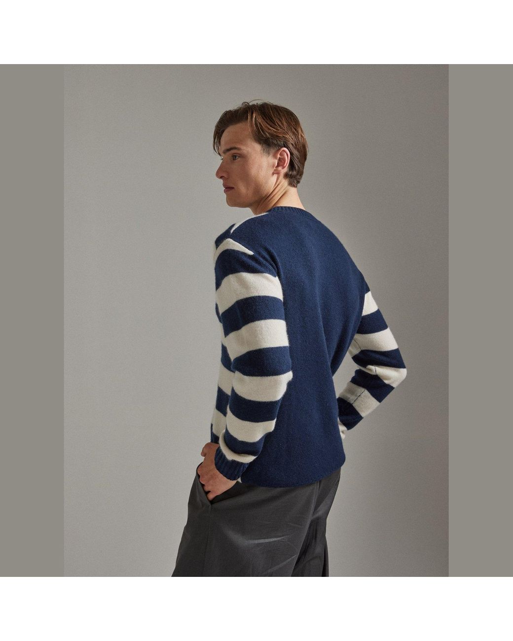 Salts Cashmere Blue Lofty Knit Crew Neck Sweater