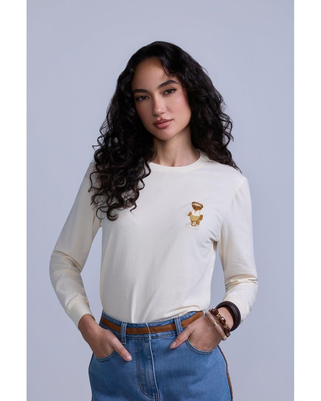 Rave on Trend White Teddy Icon Long Sleeve