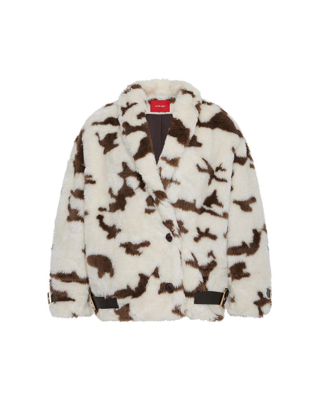 No Pattern Coat No'design Neutrals Cow Belted Short Coat | Lyst