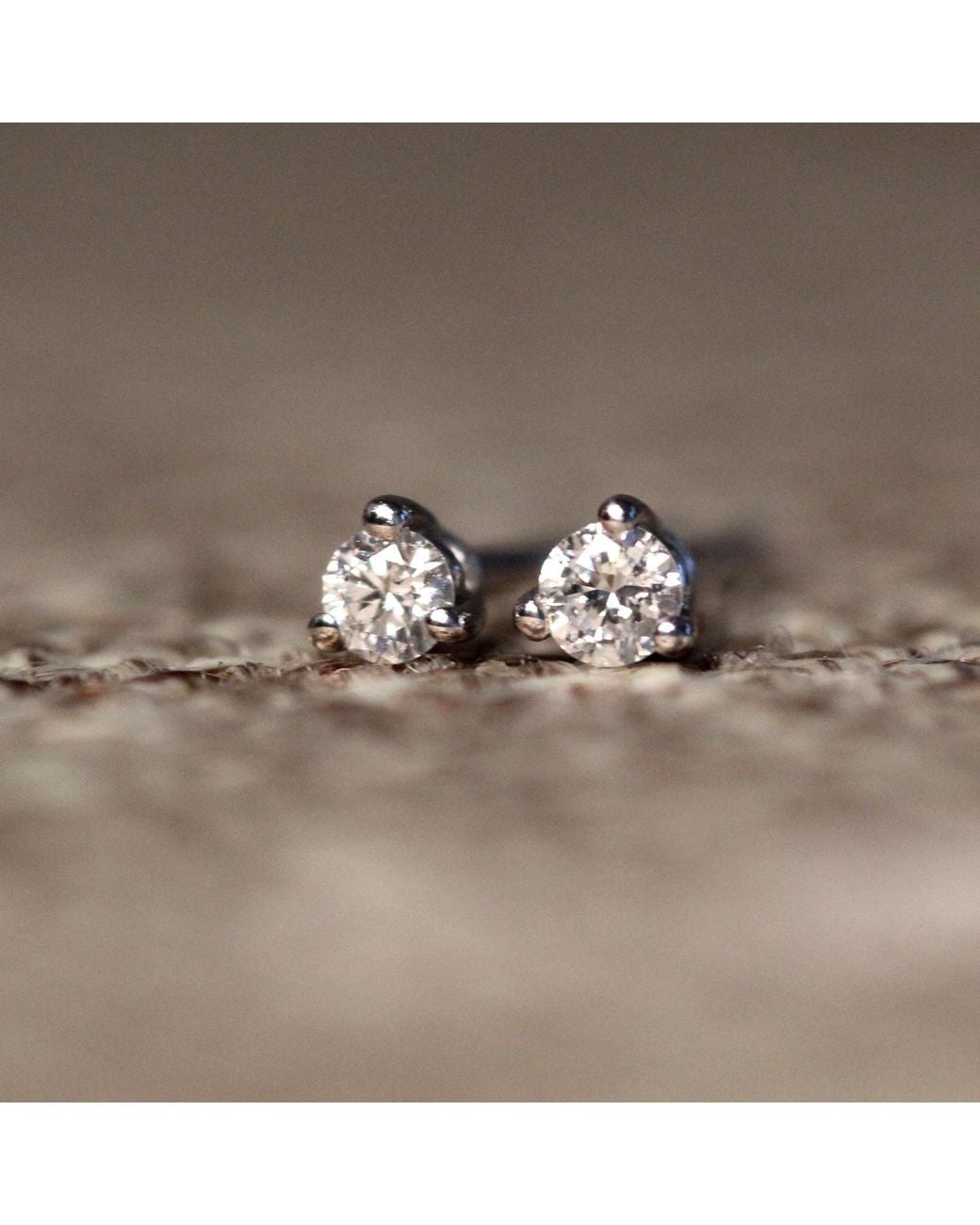 VicStoneNYC Fine Jewelry Metallic Natural Tiny Diamond Three Prong Settings Stud Earrings