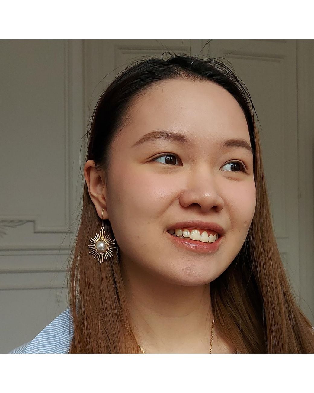 Grosse Metallic Pearl Drop Earrings, Series Future Floral