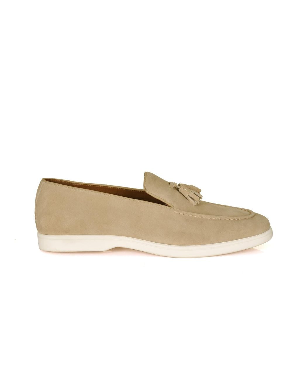 DAVID WEJ Natural Neutrals Lorenzo Suede Tassel Loafers for men