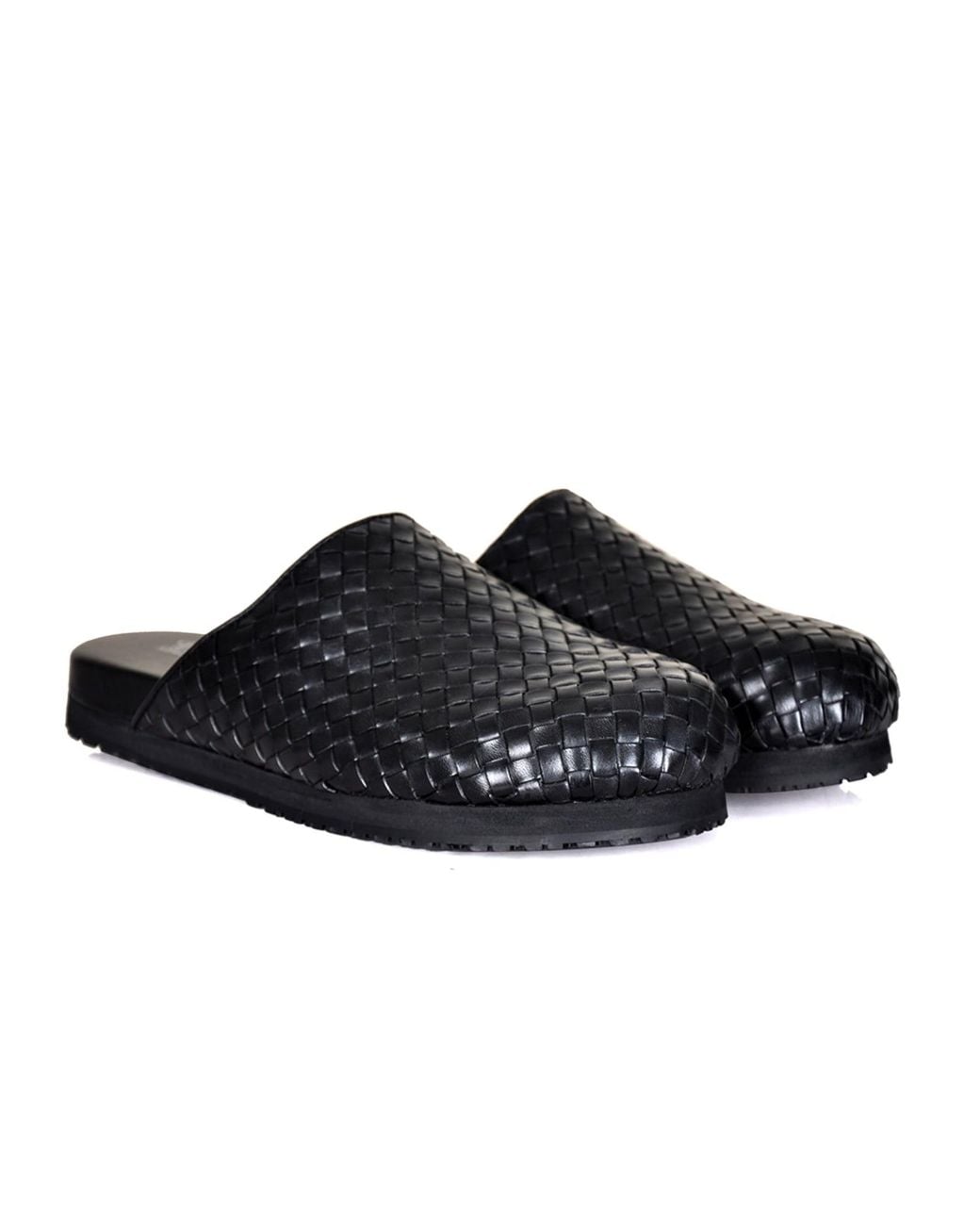 DAVID WEJ Black Lorenzo Handmade Woven Mules for men