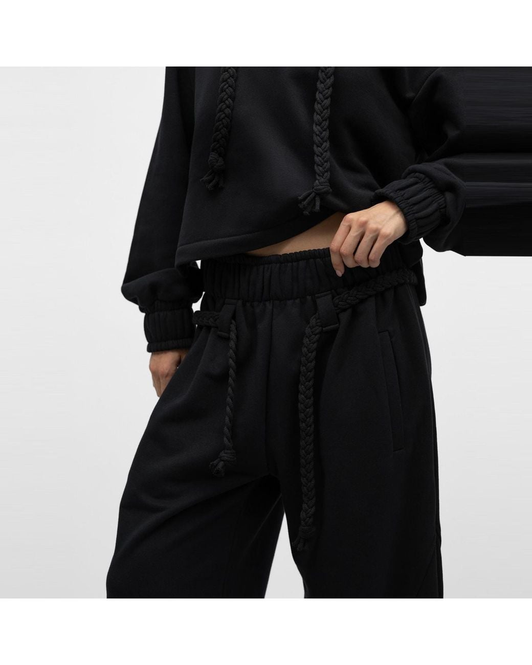 Mandragora Black Relaxed Cotton Sweatpants Sento