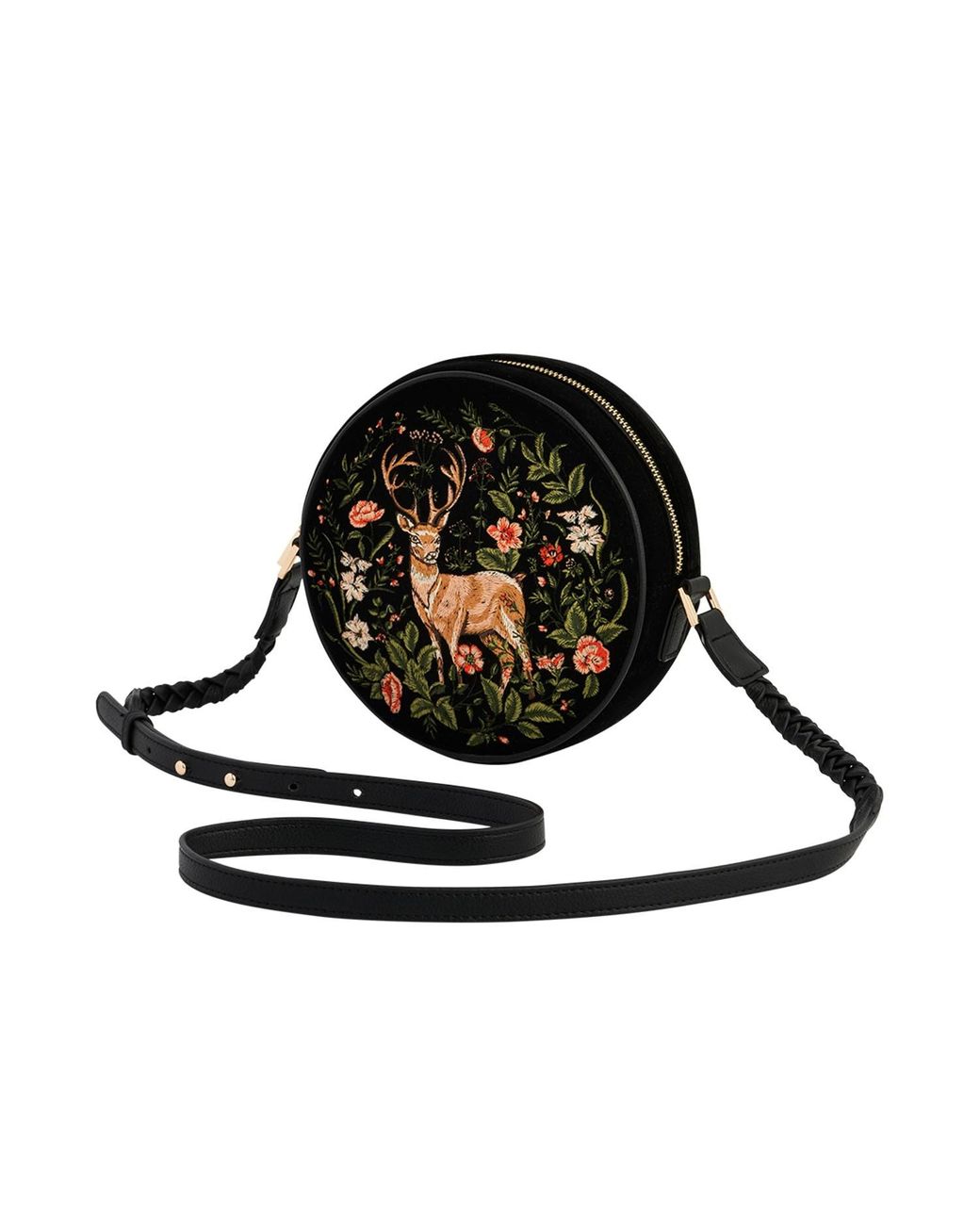 Fable England Black Embroidered Circle Bag