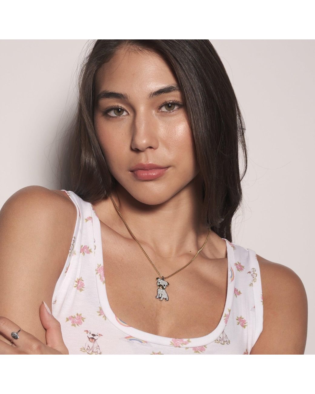 Cloud Haven Metallic Pit Bull Pendant Necklace