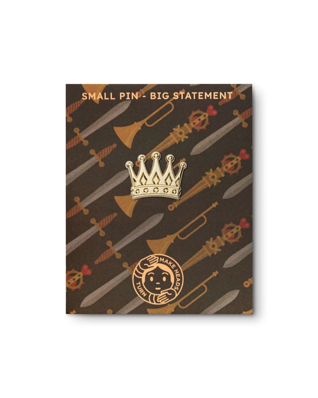 Make Heads Turn Metallic Golden Metal Pin Crown