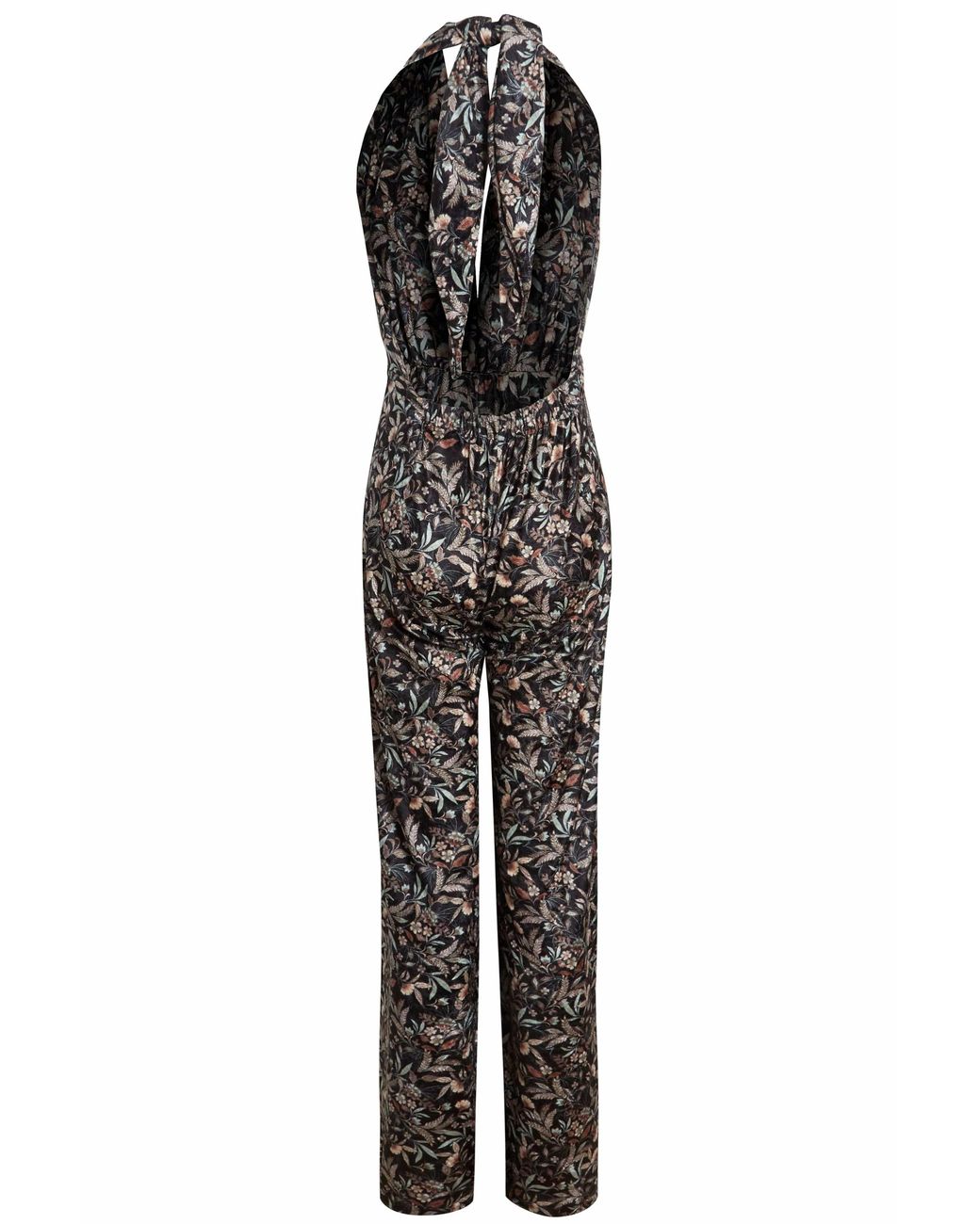 Sarvin Multicolor Floral Velvet Backless Jumpsuit