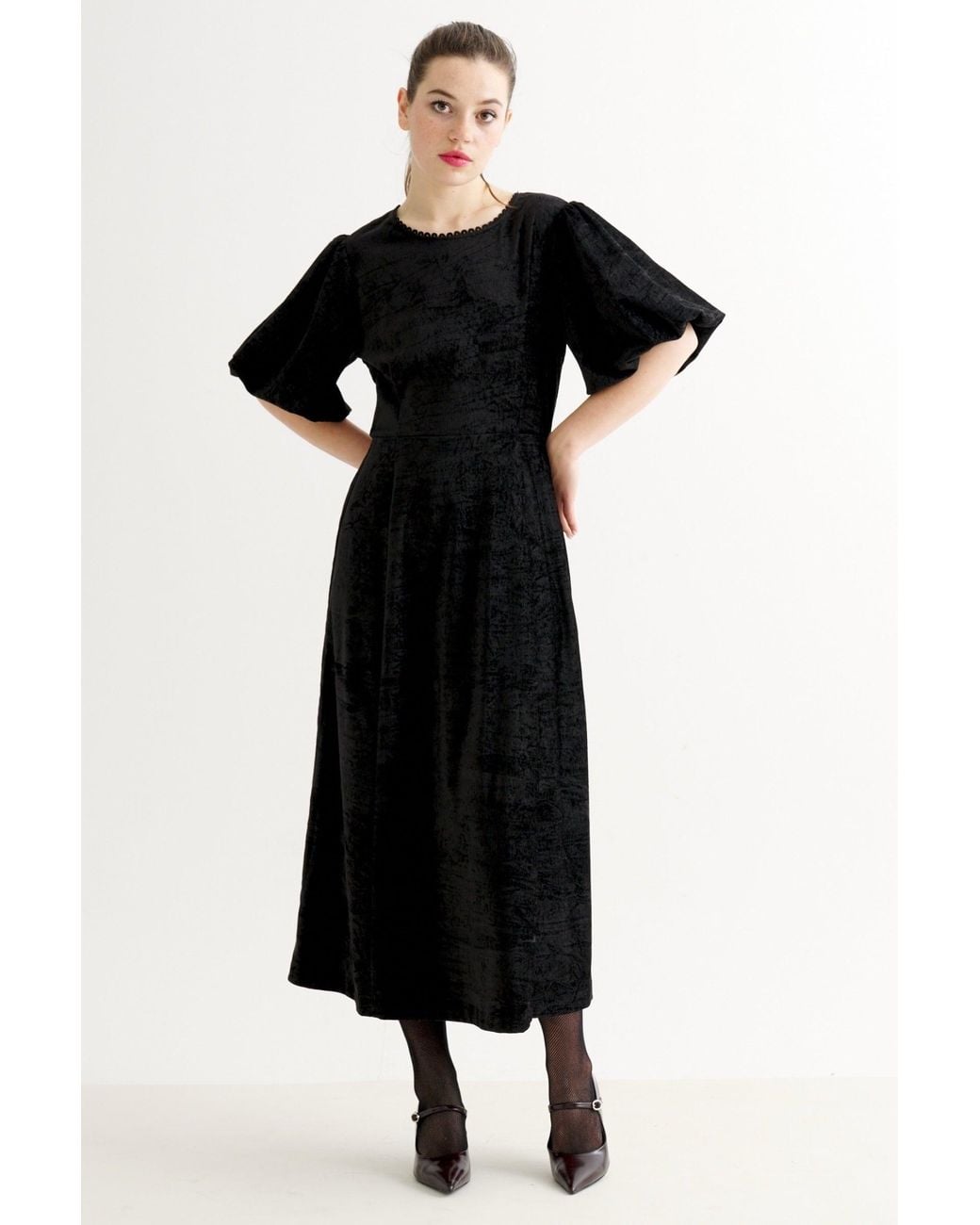 Louche Philo Matte Velvet Midaxi Dress in Black | Lyst