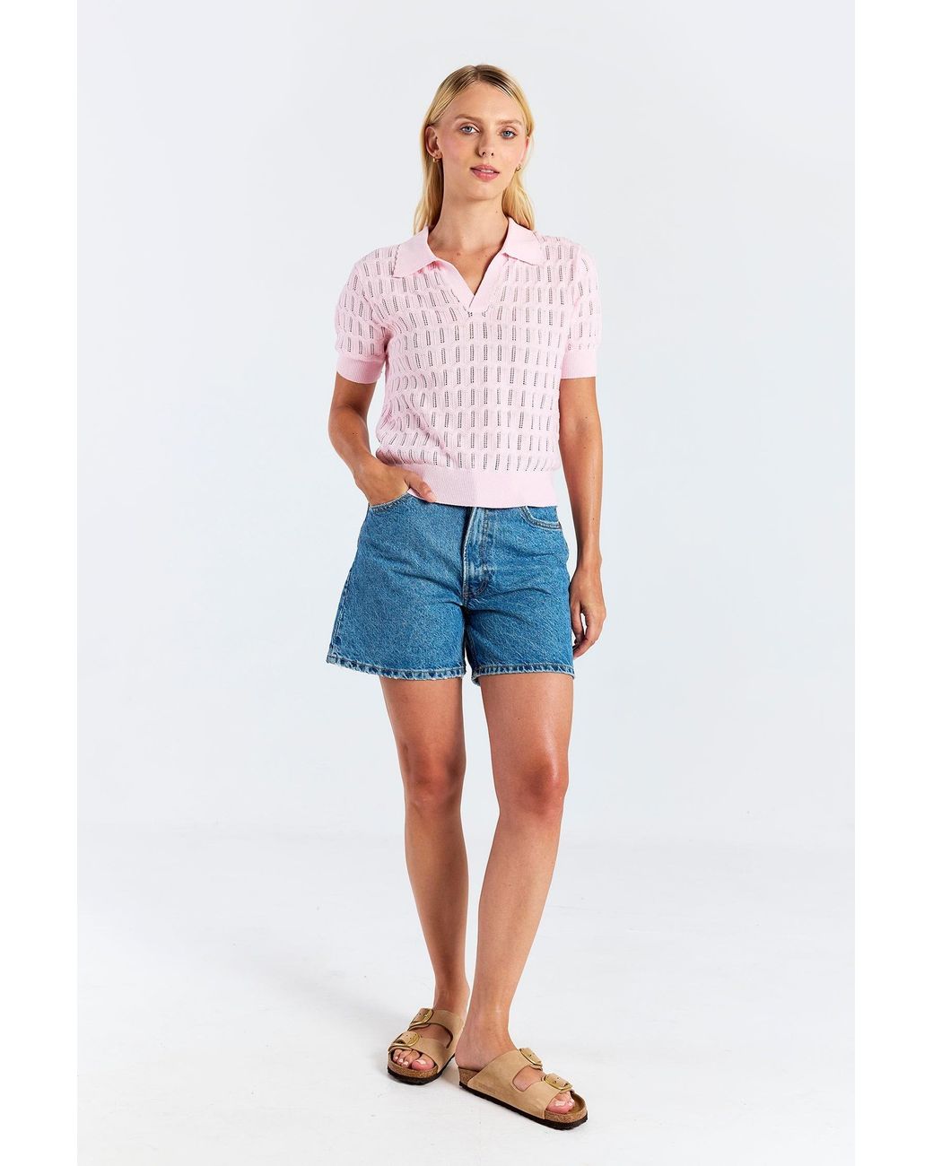 Brodie Cashmere Pink Scallop Trim Pretty Polo