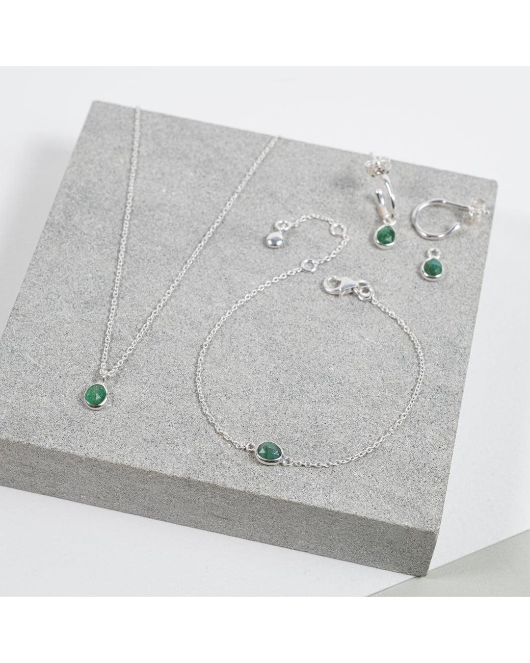 Auree Jewellery Metallic Hampton Emerald & Sterling Silver Necklace