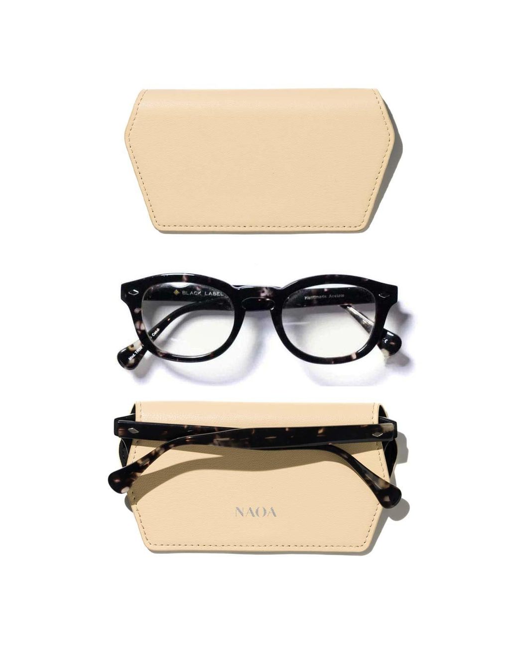 Naoa Black Neutrals Slim Glasses Case Cream