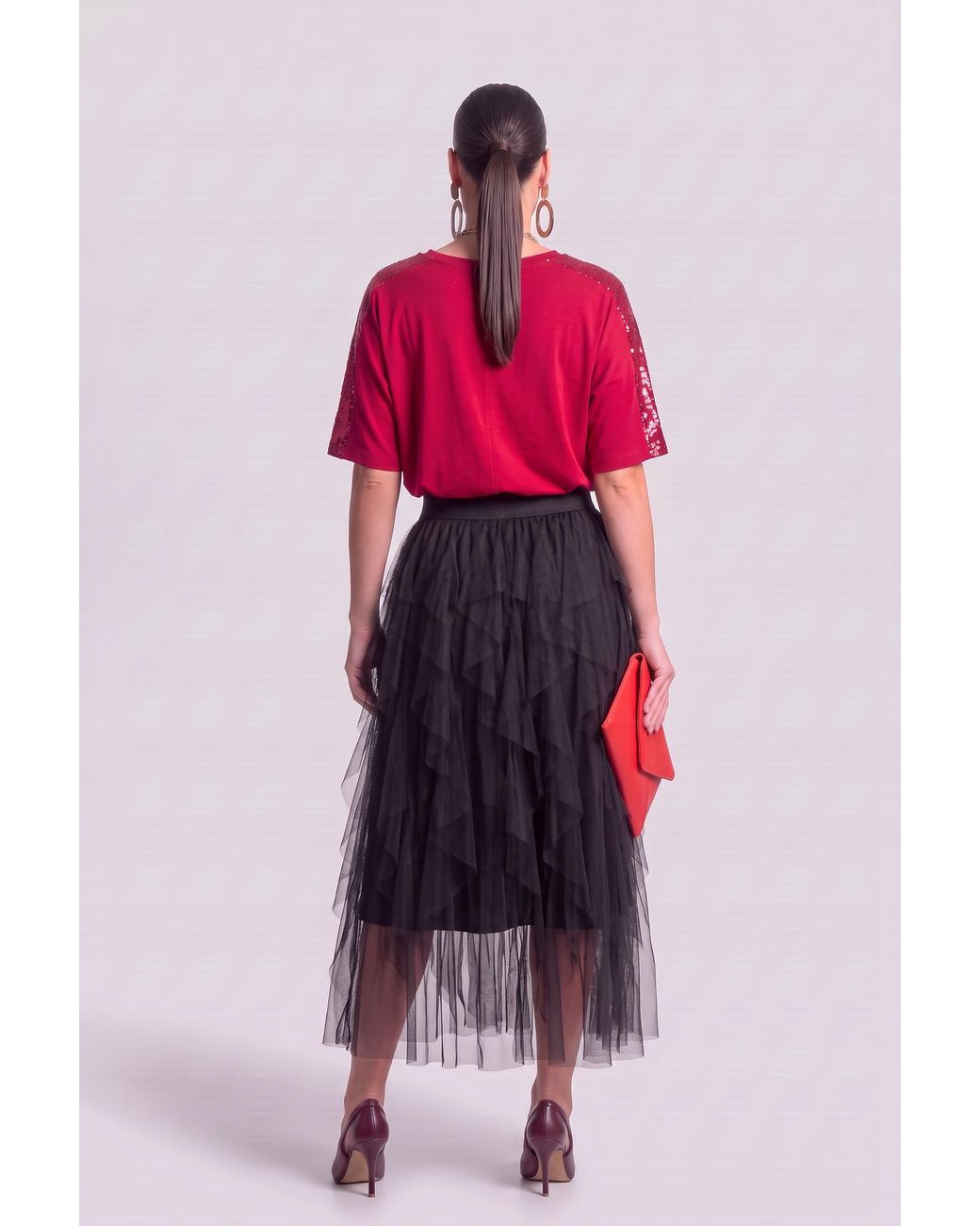 James Lakeland Red Paillettes Blouse