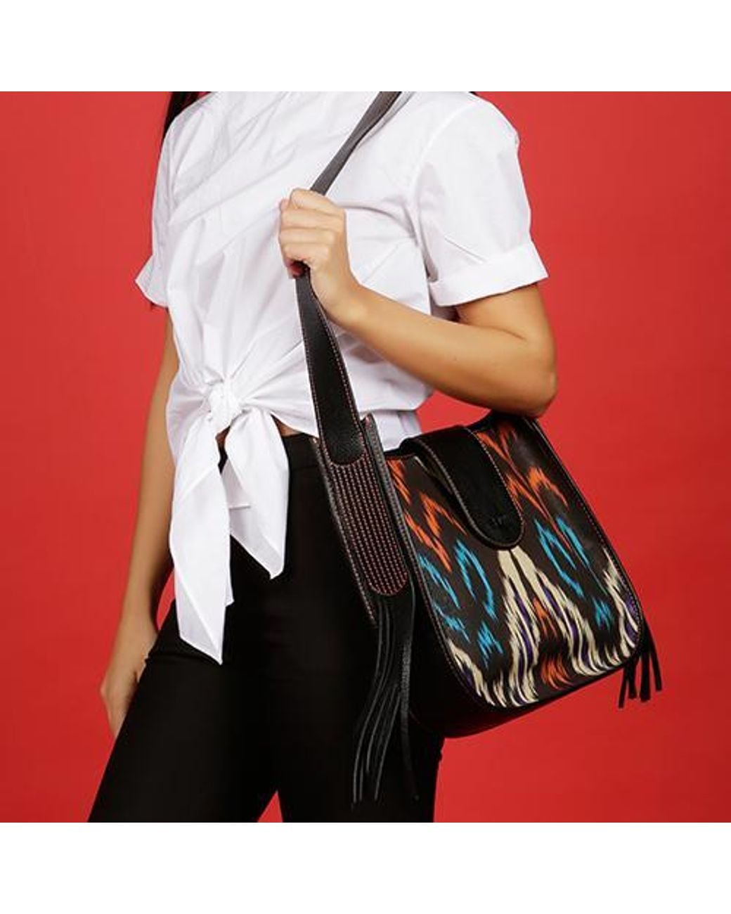 SJW BAGS LONDON Black Loudoun Ikat Bag
