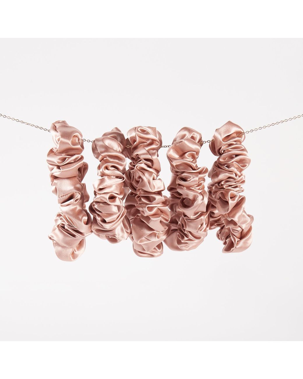 Soft Strokes Silk Pink Pure Mulberry Silk Mini Scrunchie Set Of Five