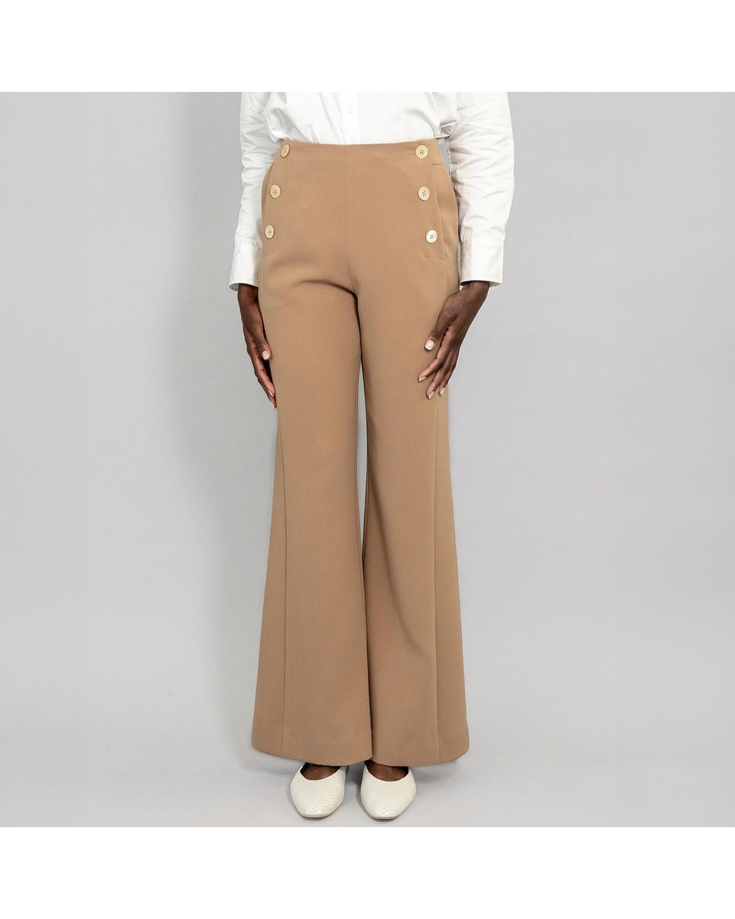 Solgo Atelier Natural Martha Sailor Bootcut Crepe Pant