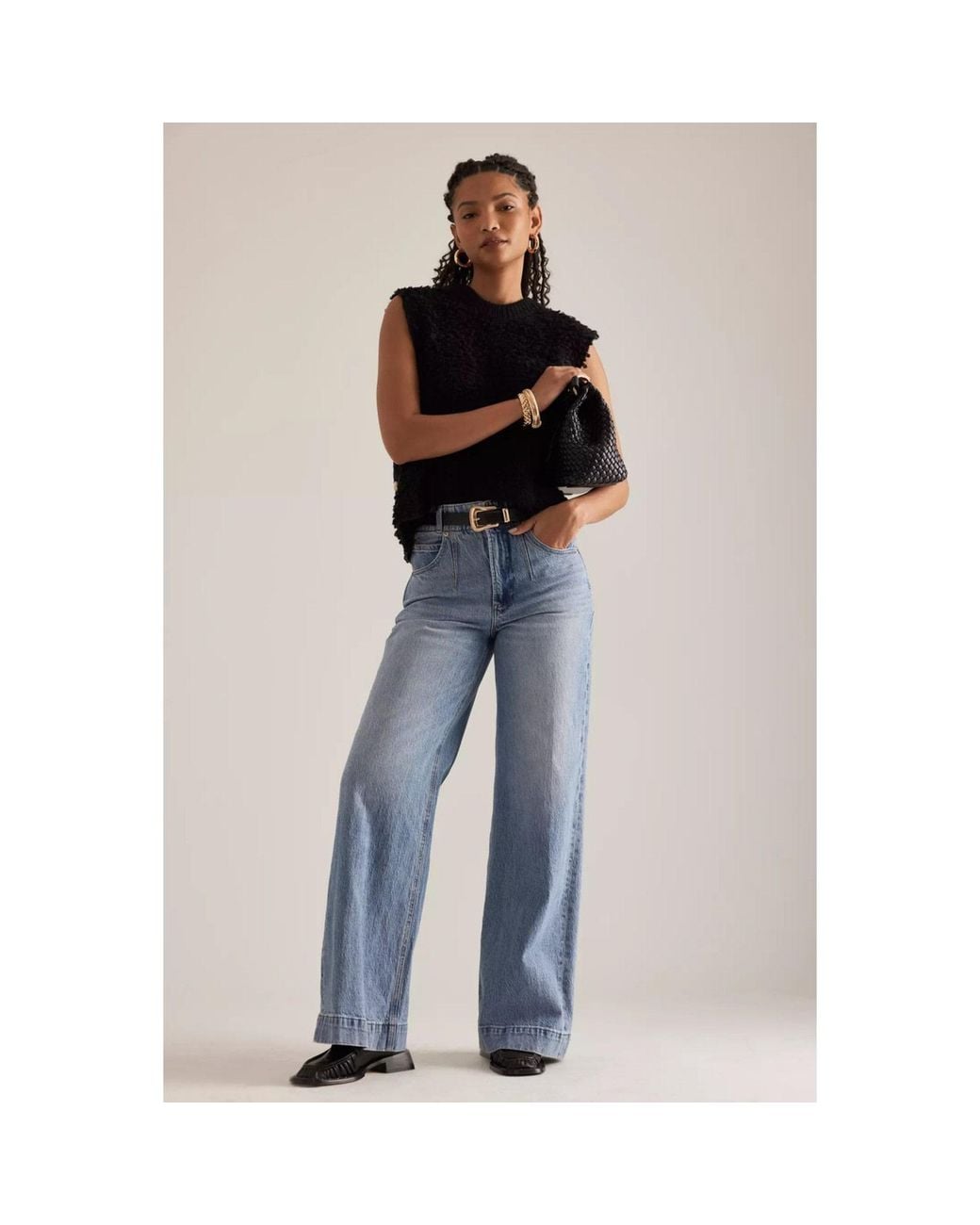 Saachi Black Looped Knit Sweater Vest