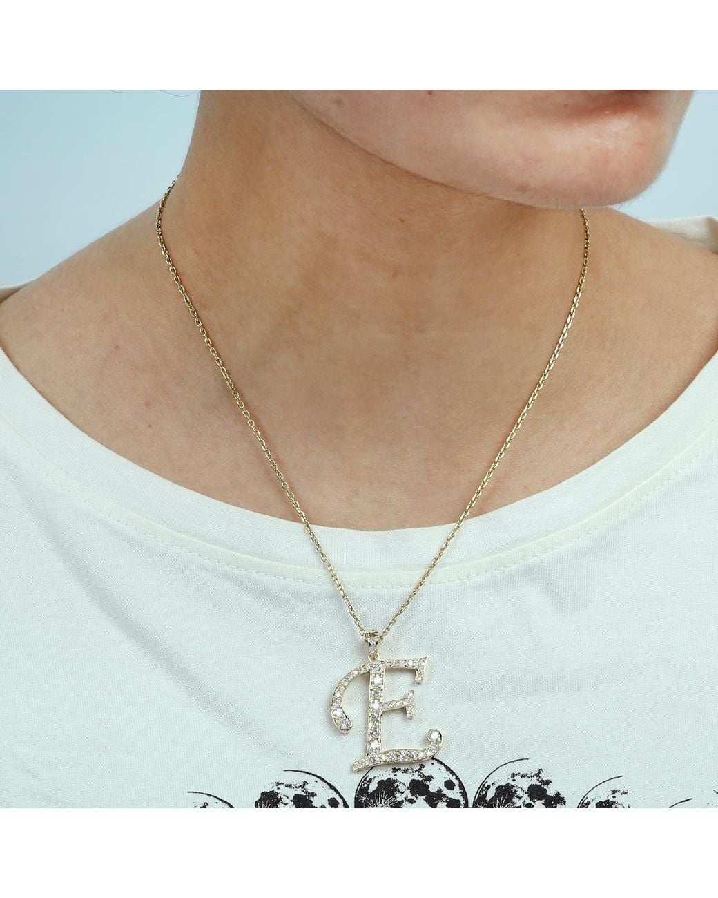 Artisan Metallic Diamond Initial “E” Pendant