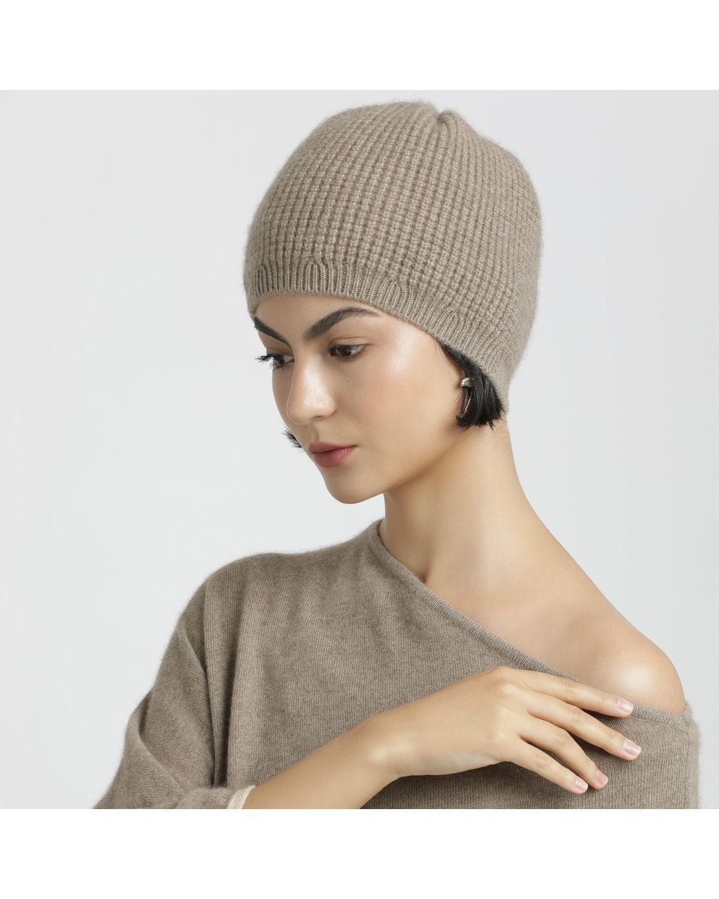 Pink Maharani Gray Neutrals Knitted Winter Beanie – Natural