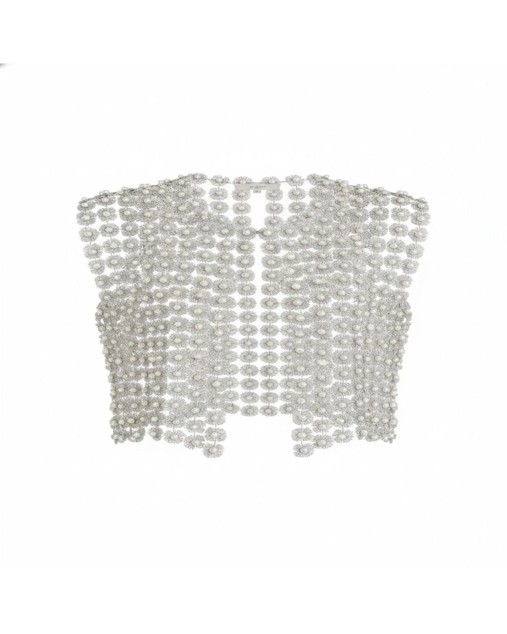 Saachi White Floral Shell Pearl Capelet