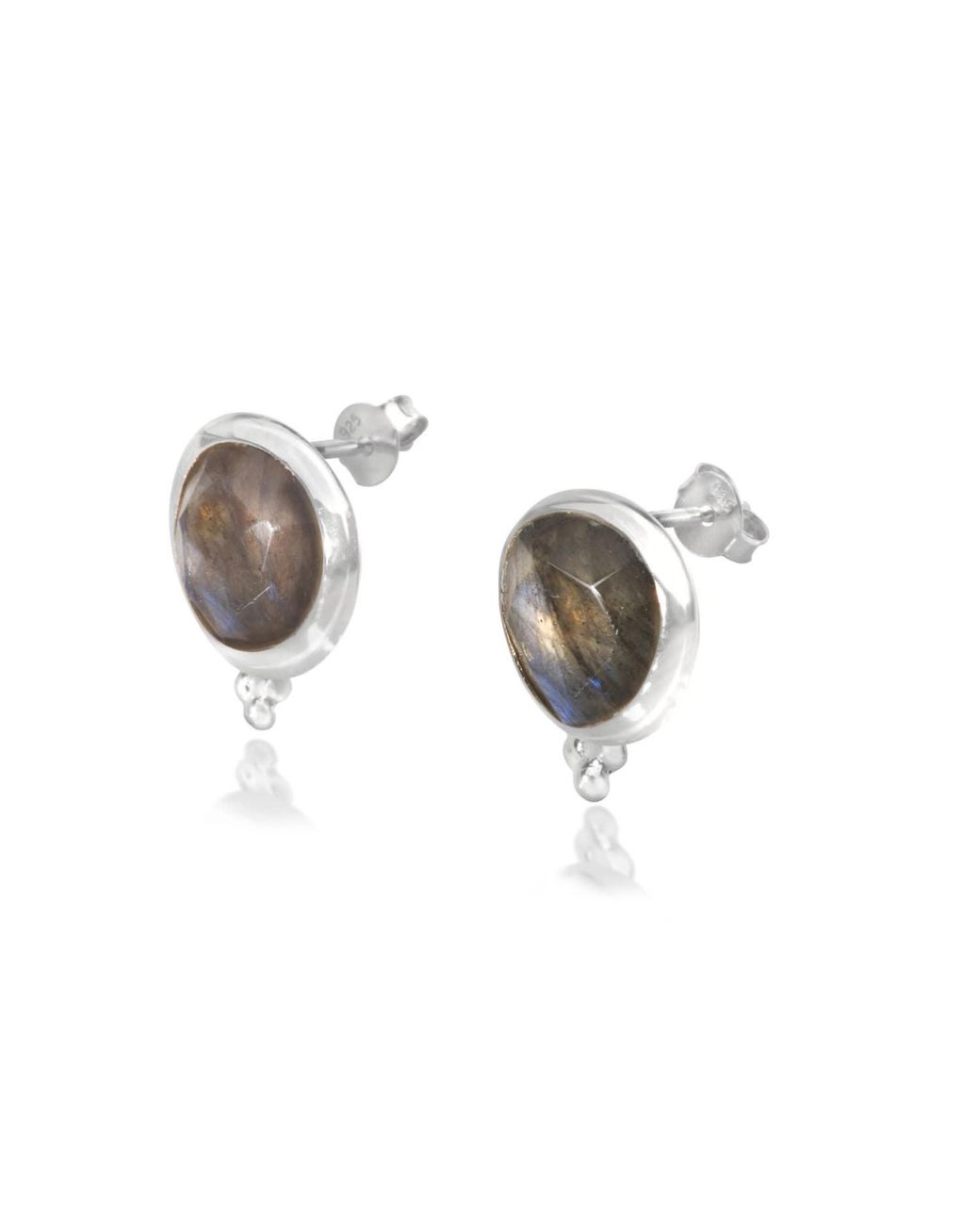 The Jewellery Store London Metallic Labradorite 'You Are Loved' Stud Earrings