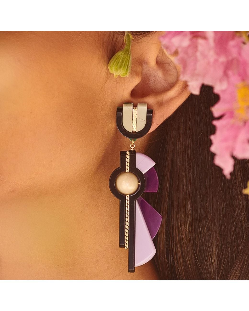 Gissa Bicalho Multicolor Handmade Acrylic Earring Allamanda