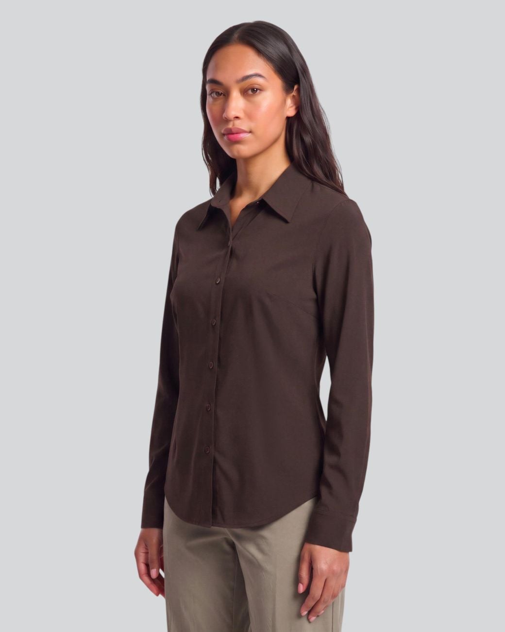 Lords of Harlech Sutton Brownie Stretch Silk Long-Sleeve Shirt