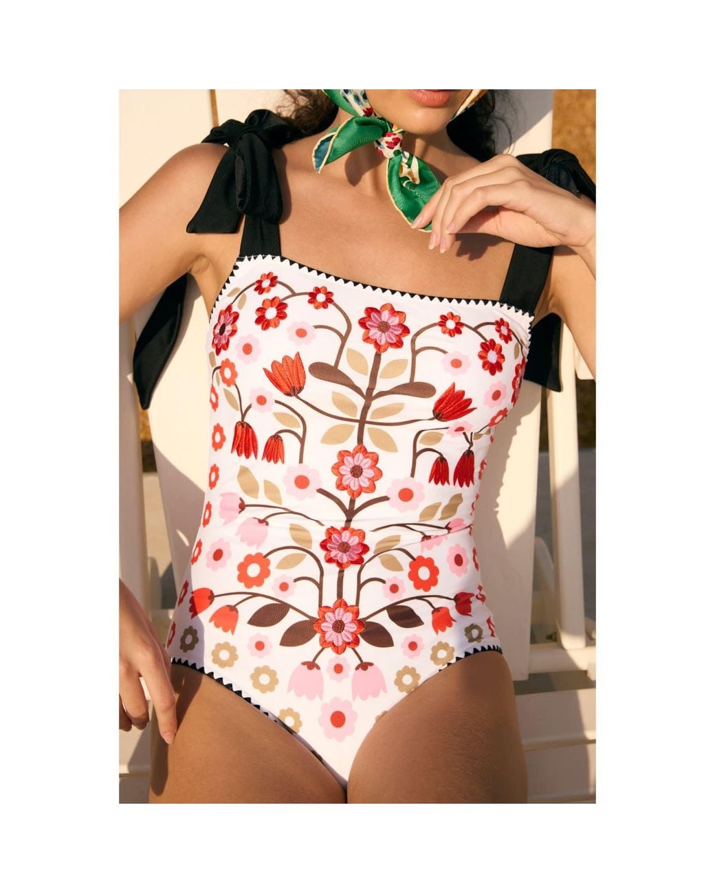 Jessie Zhao New York Floral Symphony Embroidered Swimsuit