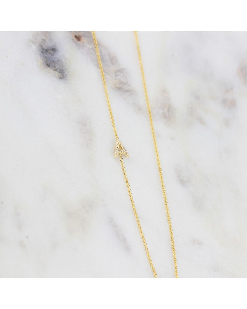 Maya Brenner Metallic 14k Gold Asymmetrical Pavé Diamond Letter Necklace