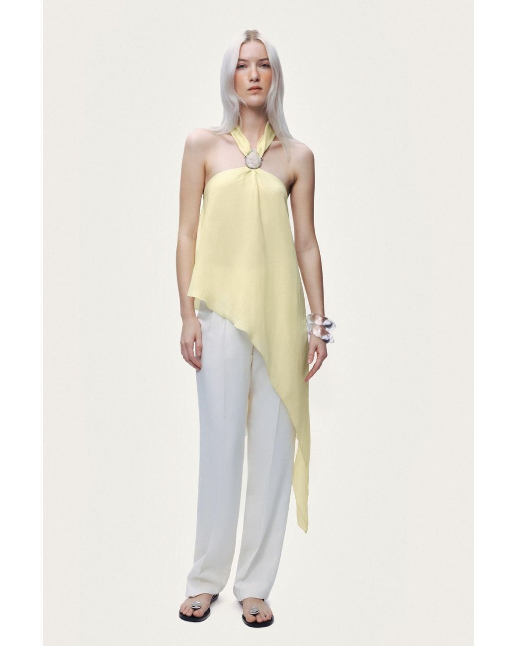 Nocturne Yellow Sleeveless Halter Blouse