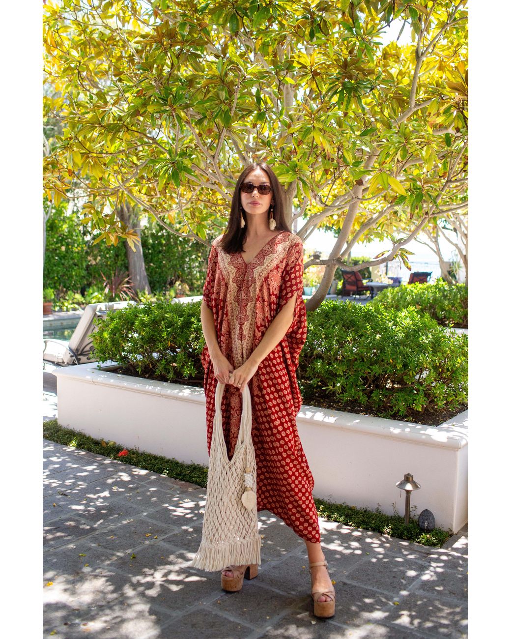 Jennafer Grace Red Artemis Ochre Paisley Caftan