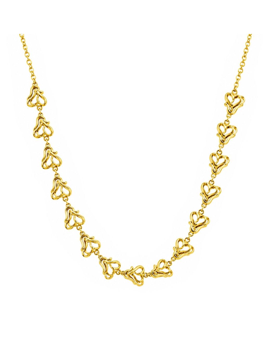 Unaloe Metallic Sculptural Heart Link Necklace – -Plated Sterling