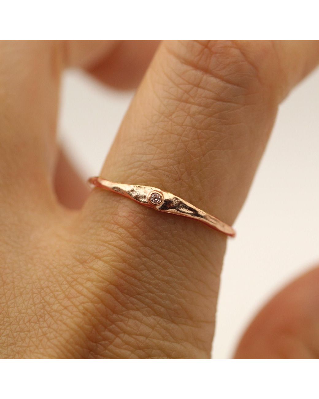 VicStoneNYC Fine Jewelry Metallic Natural Diamond Hammered Textured Ring