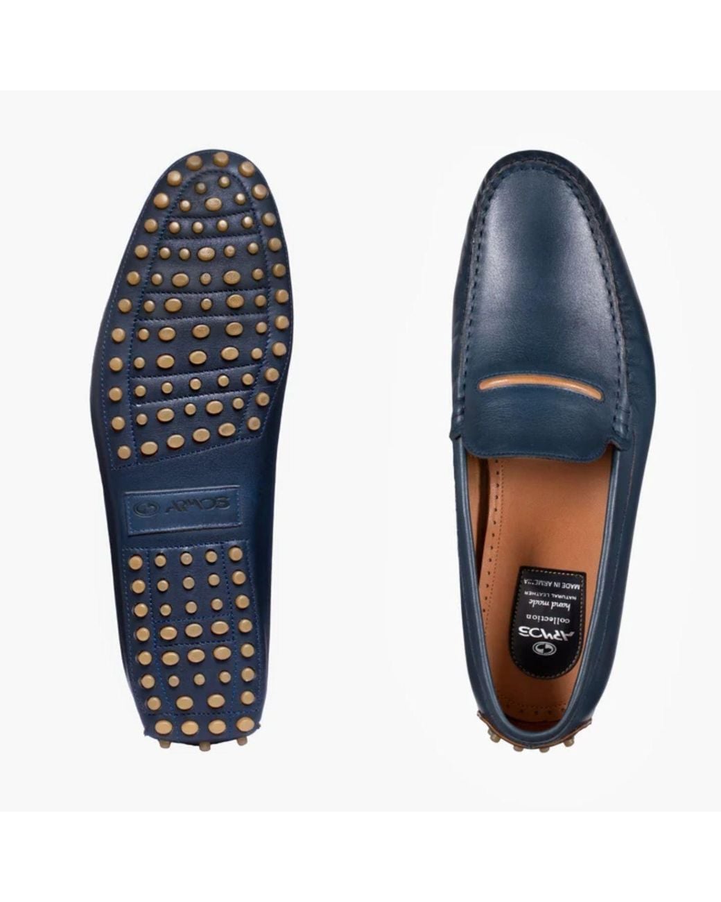 Armos Blue Leather Driving Moccasin for men